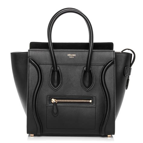 celine black mini luggage handbag|CELINE Smooth Calfskin Micro Luggage Black .